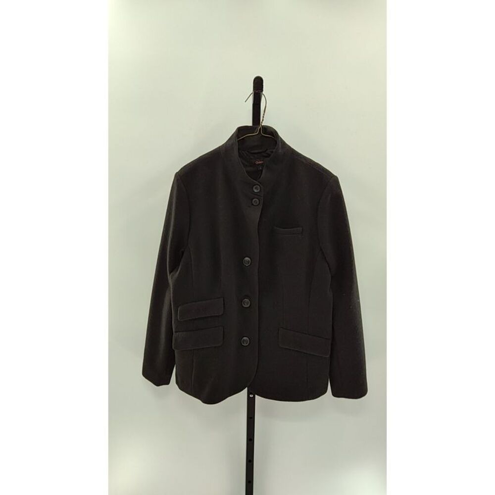 Quince Women Italian Wool Stand Collar Blazer Black Outerwear L